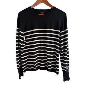 Women's Crew Neck Express Black and White Striped Sweater -- XL